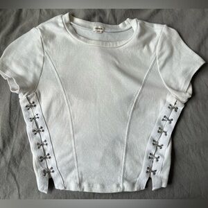 White Short Sleeve Top with Side Details